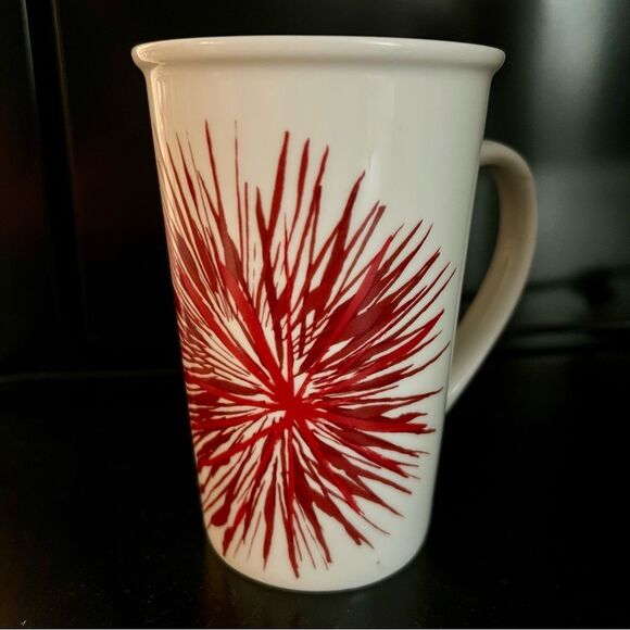 2 Set Starbucks Red Starburst 12 Fl Oz Tall Coffee Mugs 2014 Edition Mid Century - Picture 3 of 9